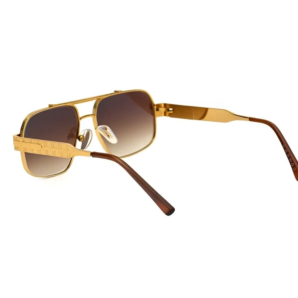 Mens Hip Hop Sunglasses Square Brown Gradient‎ Lens Textured Frame UV400 Lentes